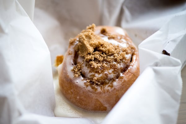 Slim and Husky's O.G. house cinnamon roll with brown sugar and cream cheese. Photo credit- Mia Yakel.