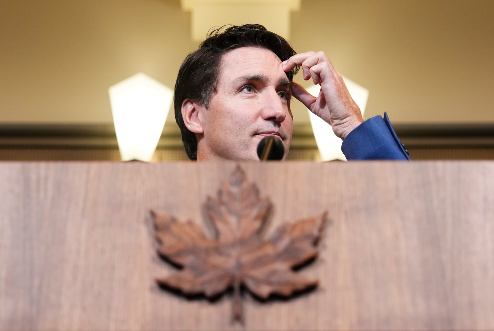 Prime Minister Justin Trudeau holds a press conference on Parliament Hill in Ottawa Thursday, Oct. 24, 2024. (Sean Kilpatrick/The Canadian Press via AP)