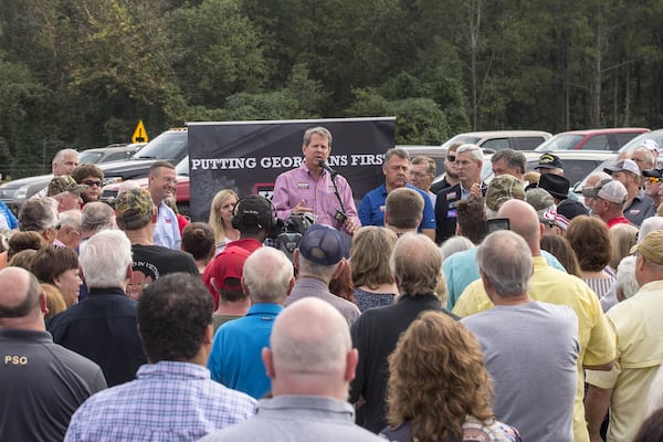 Gov. Brian Kemp focused his 2018 gubernatorial campaign on rual stops, such as this one in Jasper. One Republican advisor to Kemp says it's about time that national Democrats tried doing the same. (Alyssa Pointer/AJC)