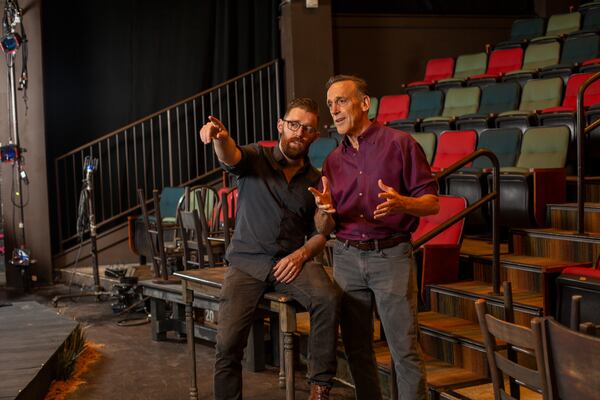 Matt Torney, left, is co-directing "The White Chip," in which Tom Key, right, plays many characters.