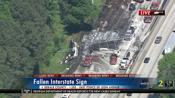 All southbound lanes of I-285 were blocked near Memorial Drive for hours.