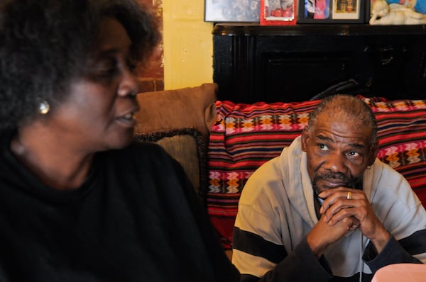 Johnson with her husband, Andrew, at home in Louisville. She said she thanks God every day that she’s come home. (Nina N. Greipel / For the AJC)