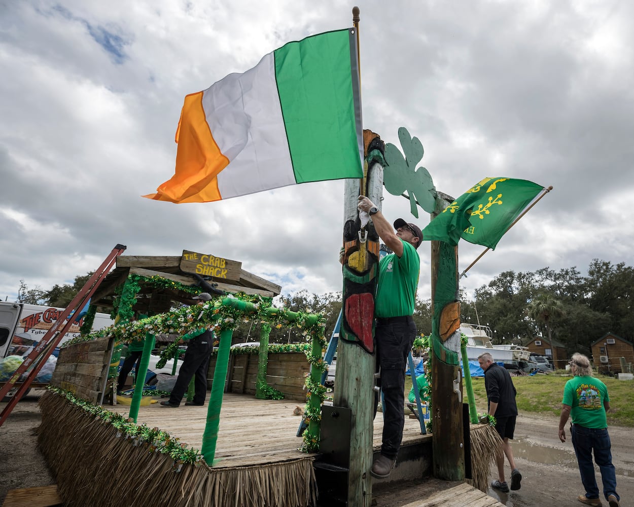 Crab Shack builds a float for the Savannah Patrick's Day Parade.