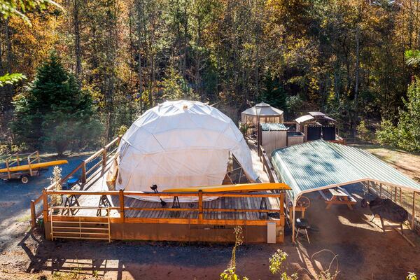 The dome wilderness site is surrounded by forests and streams. Carters Lake, a 3,220-acre reservoir, is just a few minutes away for fishing, boating, hiking and bike trails. CONTRIBUTED BY WWW.ELLIJAYHIDEAWAY.COM