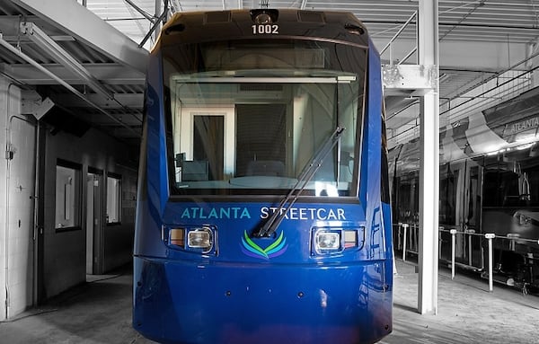 The Atlanta Streetcar sits in its garage on Auburn Avenue. (AJC file)