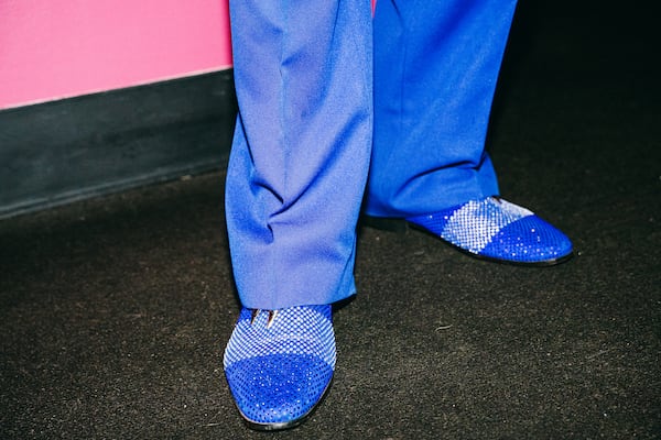 James Stewart, age 72, shows off his boogie shoes at Ellery's Night Club and Lounge in southwest Atlanta on Wednesday, Feb. 21, 2024. (Olivia Bowdoin for the AJC).  