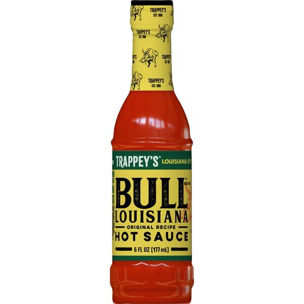 Trappey’s Bull Louisiana hot sauce is pretty mild. Vinegar-based and spiked with red jalapeno peppers, the hot sauce hits the Scoville Heat Units scale at only 1,400 – slightly less than Tabasco.