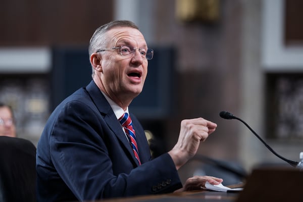 Former U.S. Rep. Doug Collins, a Georgia Republican, speaks at his confirmation hearing before the Senate Veterans Affairs Committee at the Capitol in Washington on Tuesday.