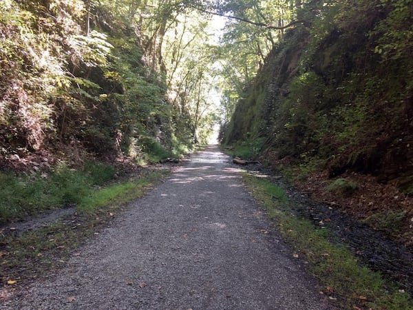 All rail traffic between Atlanta and Chattanooga had to travel through this cut in the mountain, making Allatoona Pass a potential target to cut off supplies to the Union Army, according to a marker at the battlefield site. (Brian O'Shea / AJC)