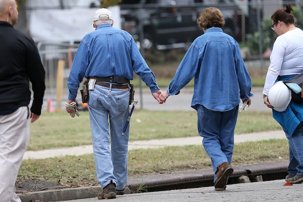 Jimmy and Rosalynn Carter during a 2015 Habitat for Humanity build in Memphis.