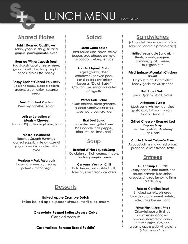 Saints + Council menu