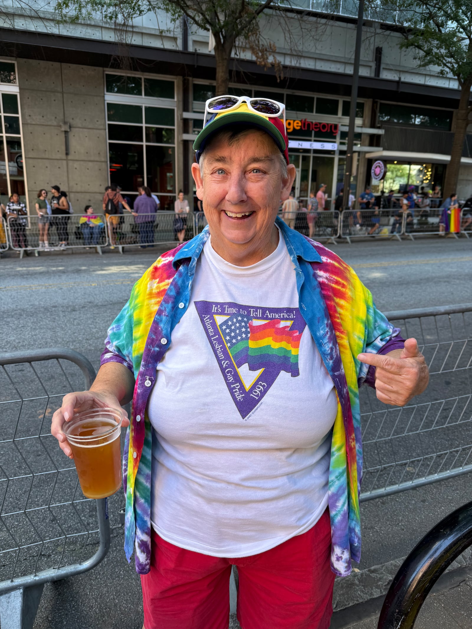 Andrea Nedelsky was at the first ever Atlanta Pride Parade in 1993. She shows off a tee-shirt from the 1993 parade.