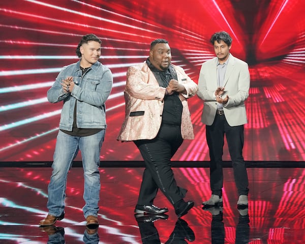 Caleb Kennedy, Willie Spence and eliminated Arthur Gunn during the top 5 announcements May 9, 2021. (ABC/Eric McCandless)