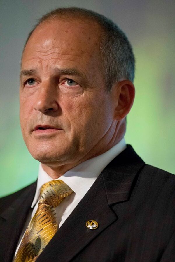 Missouri coach Gary Pinkel speaks to the media at the Southeastern Conference NCAA college football media days, Wednesday, July 15, 2015, in Hoover, Ala. (AP Photo/Brynn Anderson)