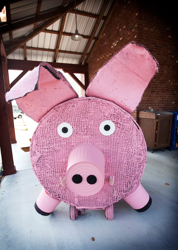 This hay-bale pig is a company mascot and shows up at all Stripling’s locations, as well as on social media. Courtesy of Abby Caroline Photography