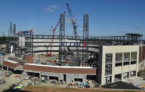 SunTrust Park, under construction in Cobb County, is slated to open at the start of the 2017 season. (Rendering/Braves)