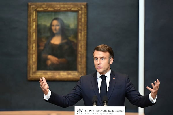 President Donald Trump is meeting with President Emmanuel Macron (above) of France today in Washington.