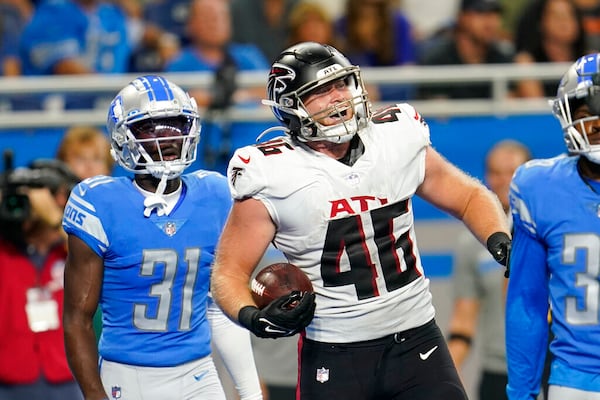 Falcons tight end Parker Hesse (46) during an exhibition game in 2022.