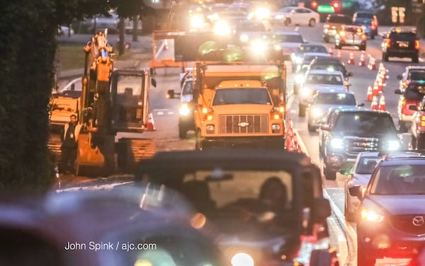 Traffic on Highway 9 was reduced from four lanes to two because of the sinkhole.