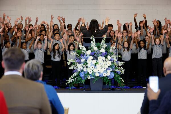 Members of the Harmony Elementary Chorus perform during the 100 years of the school’s history celebrations on Sunday, January 21, 2024, in Gwinnett County.
Miguel Martinez /miguel.martinezjimenez@ajc.com