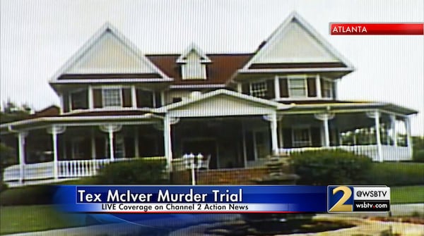 An image of the McIvers' home in Eatonton, Ga, is shown to the court during the testimony of Janie Calhoun, a friend of Diane McIver. Calhoun testified in the murder trial of Tex McIver on March 13, 2018 in the Fulton County Courthouse. (Channel 2 Action News)