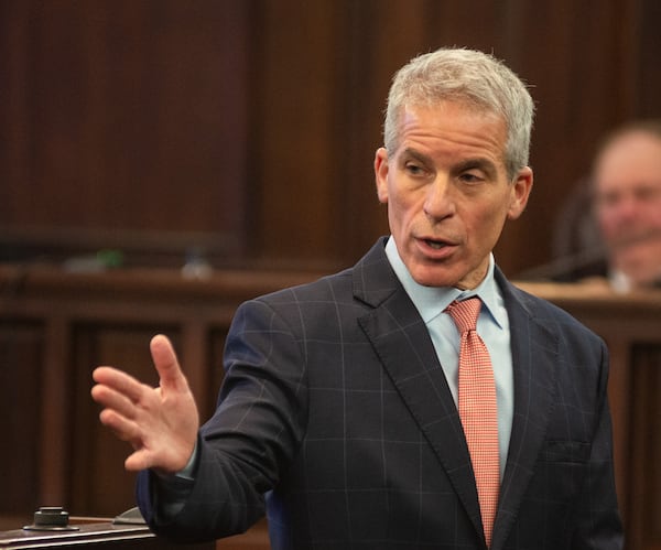 Defense attorney Brian Steel delivers his opening statements Tuesday in the trial of former Glynn County District Attorney Jackie Johnson.