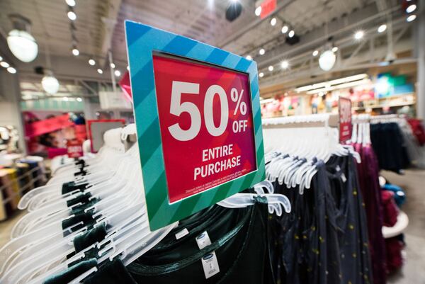 NEW YORK, NY - NOVEMBER 24:  A view of in-store displays during Old Navy Black Friday Shopping 2017 at Old Navy in New York City.  (Photo by Noam Galai/Getty Images for Old Navy)