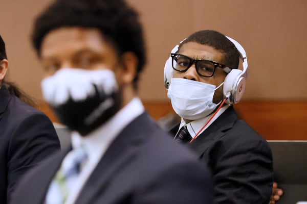 Cordarius Dorsey looks out as he waits for the Jury selection portion of the trial to continue in a Fulton County courtroom on Monday, Feb 6, 2023. Miguel Martinez / miguel.martinezjimenez@ajc.com