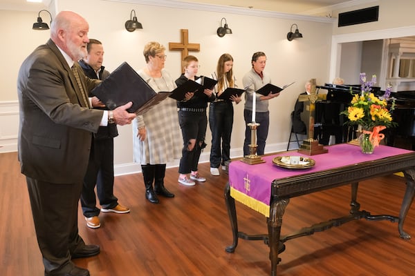 The choir sings “My Son the Beloved” during the service at the New Thomson United Methodist Church in Thomson, GA, on Sunday, February 18, 2024. (Nell Carroll for The Atlanta Journal-Constitution)