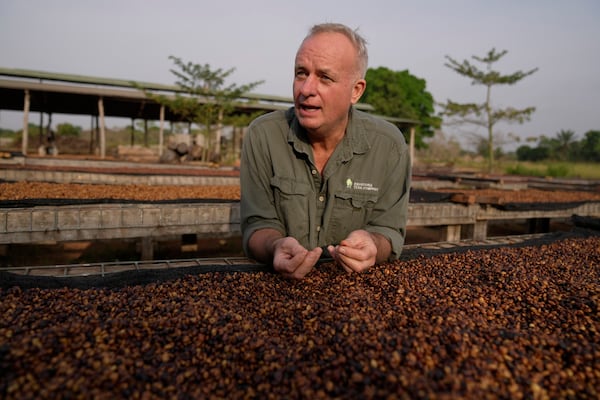 Ian Paterson, managing director of Equatoria Teak, a sustainable agro-forestry company, speaks during an interview with The Associated Press near Nzara, South Sudan on Saturday, Feb. 15, 2025. (AP Photo/Brian Inganga)