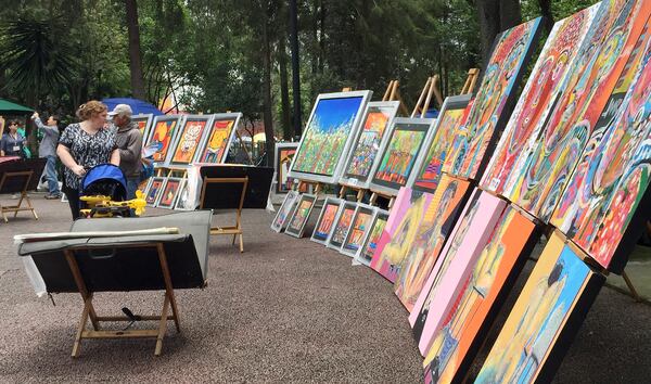 On the weekends, the neighborhood of San Angel hosts a bustling art market where local artists display their wares. (Kavita Kumar/Minneapolis Star Tribune/TNS)