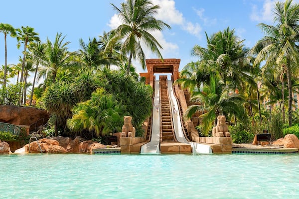 The high-speed Challenger slides of the Mayan Temple are one way to cool off at Paradise Island in the Bahamas.
Courtesy of Nassau & Paradise Island Promotion Board