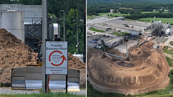 The Franklin County Biomass Power Plant, at left, and the Madison County Biomass Power Plant, at right, are owned by Georgia Renewable Power, a subsidiary of Greenfuels Energy LLC. Greenfuels Energy LLC is the company behind the controversial plan to mine near the Okefenokee Swamp.  Hyosub Shin/AJC 