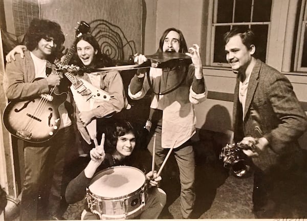 Col. Bruce Hampton (far right) with (from left to right) Mike Holbrook, Glenn Phillips, Jerry Fields and Harold Kelling of the Hampton Grease Band. CONTRIBUTED BY BILL FIBBEN