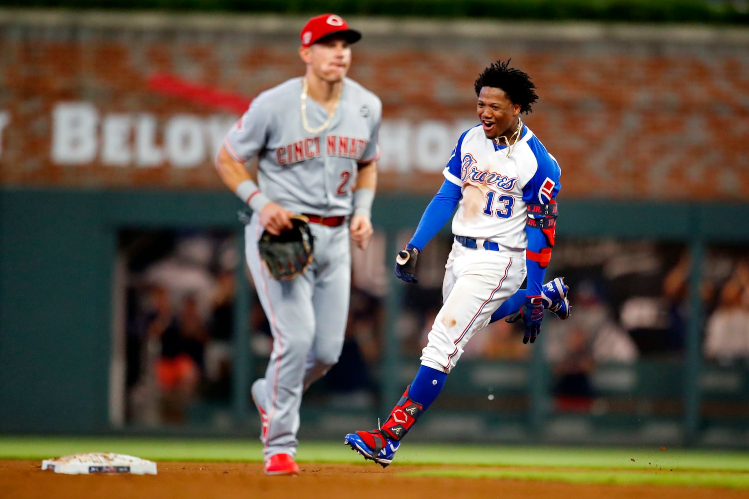 Photos: Ronald Acuna, Braves celebrate a walk-off win over the Reds