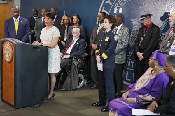 Atlanta Mayor Keisha Lance Bottoms speaks at a news conference Thursday, announcing a new look at the Atlanta Child Murders evidence.