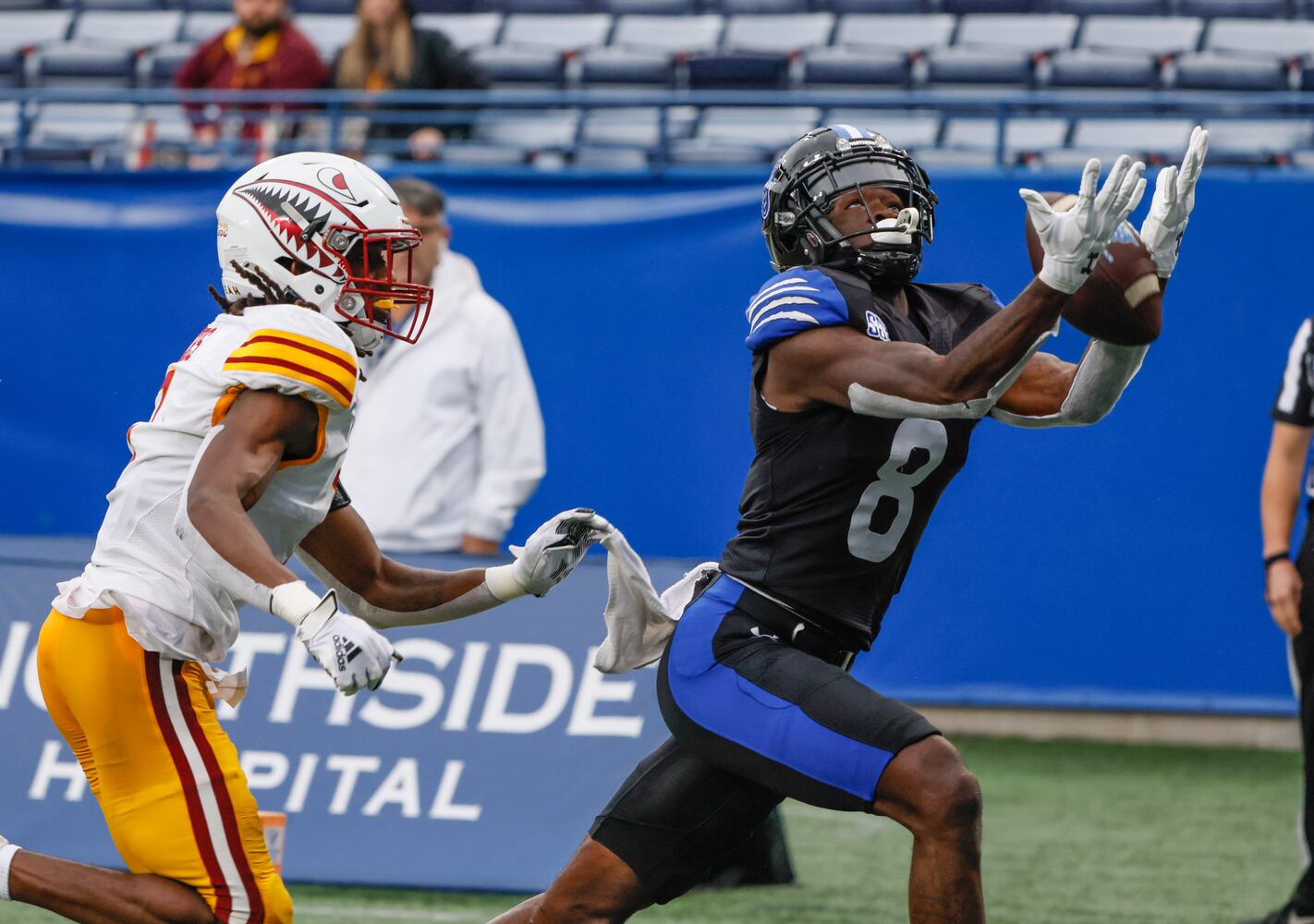  Georgia State Panthers wide receiver Ja'Cyais Credle holds on for a second-half touchdown.  (Bob Andres for the Atlanta Journal Constitution)