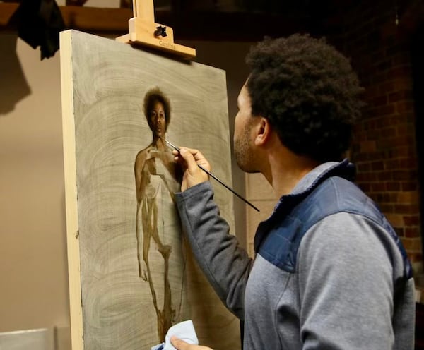 Atlanta artist George Anthony Morton at work.
Courtesy of George Anthony Morton