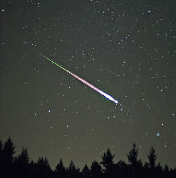 A meteor during the peak of the 2009 Leonid Meteor Shower.