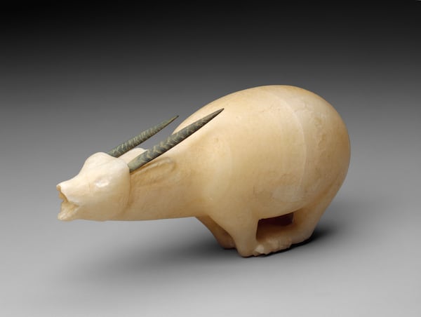 This vessel of Egyptian alabaster in the shape of a bound oryx dates back to the early 7th century B.C. Photo: Museum of Fine Arts, Boston