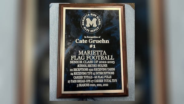 She finished her high school career with 111 receptions, 1,522 receiving yards, 24 receiving touchdowns, 15 interceptions and 68 flag pulls.