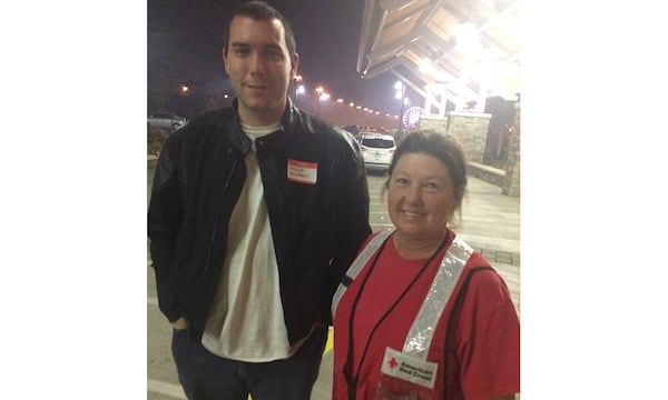 Red Cross shelter manager Ellen Watkins and volunteer Patrick Baxter are shown at the shelter in Pigeon Forge on Tuesday, Nov. 29, 2016. (Craig Schneider / cschneider@ajc.com)This is Red Cross shelter manager Ellen Watkins and volunteer Patrick Baxter are shown at the shelter in Pigeon Forge on Tuesday, Nov. 29, 2016. (Craig Schneider / cschneider@ajc.com)