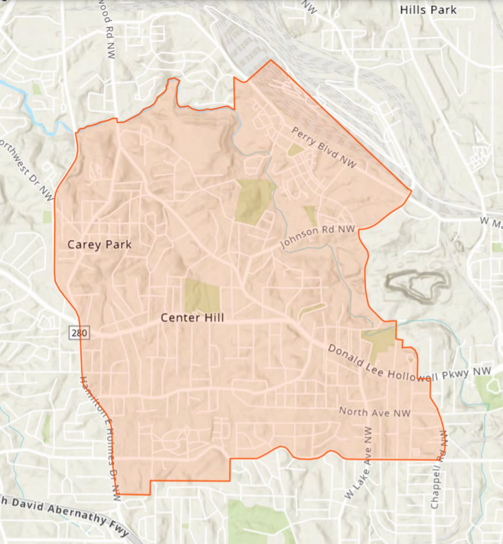 This map shows the area that is covered by the new affordable workforce housing overlay district. (Screenshot via City of Atlanta)