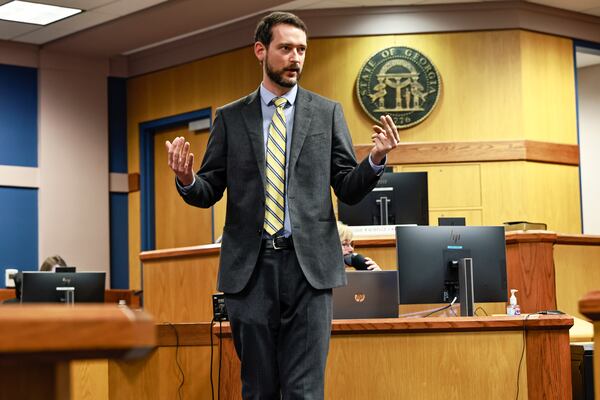 Prosecutor Chris Sperry cross examines Jayden Myrick during the trial for the murder of Christian Broder at Fulton County Courthouse on Wednesday, October 26, 2022. (Natrice Miller/natrice.miller@ajc.com)  