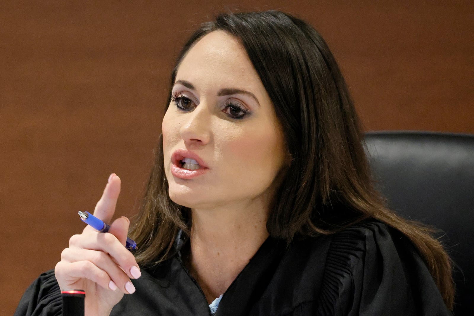 FILE - Judge Elizabeth Scherer speaks during jury selection in the penalty phase of the trial of Marjory Stoneman Douglas High School shooter Nikolas Cruz at the Broward County Courthouse in Fort Lauderdale, Fla., Monday, May 23, 2022. (Amy Beth Bennett/South Florida Sun Sentinel via AP, Pool, File)