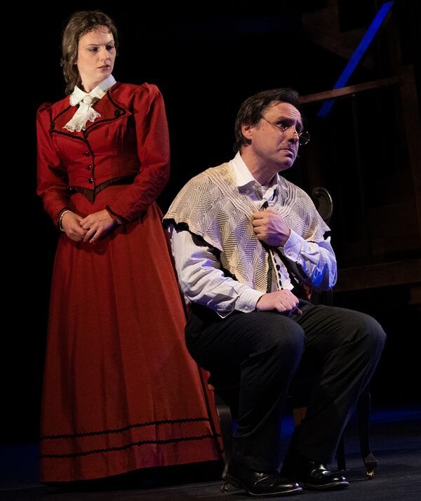 Georgia Ensemble’s suspense drama “The Turn of the Screw” features Christina Leidel and Daniel Thomas May.
(Courtesy of Georgia Ensemble Theatre/Casey Gardner Ford)