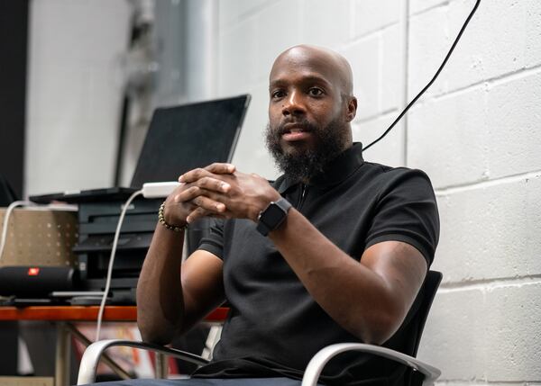 Vice President of Crime Survivors of Saftey and Justice Aswad Thomas speaks to the MAP group. Mothers Against Gang Violence hold a meeting to speak about outreach and reducing crime in the community. Wednesday, September 4, 2024 (Ben Hendren for the Atlanta Journal-Constitution)