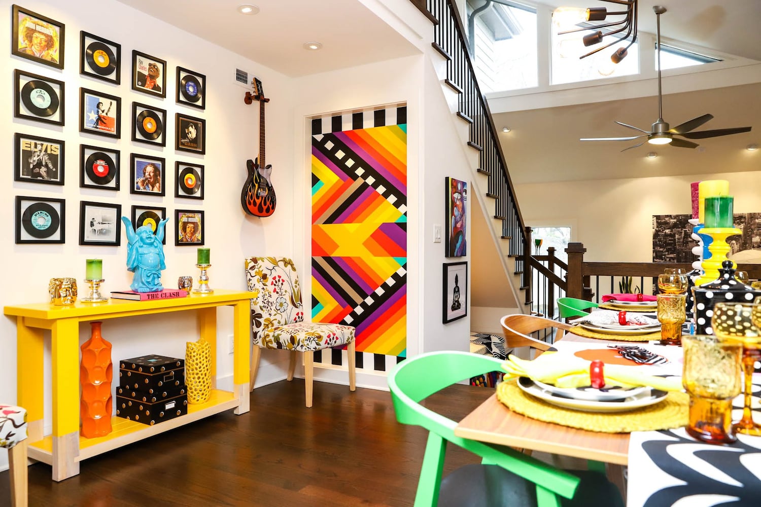 Mid-century modern home filled with pop art style