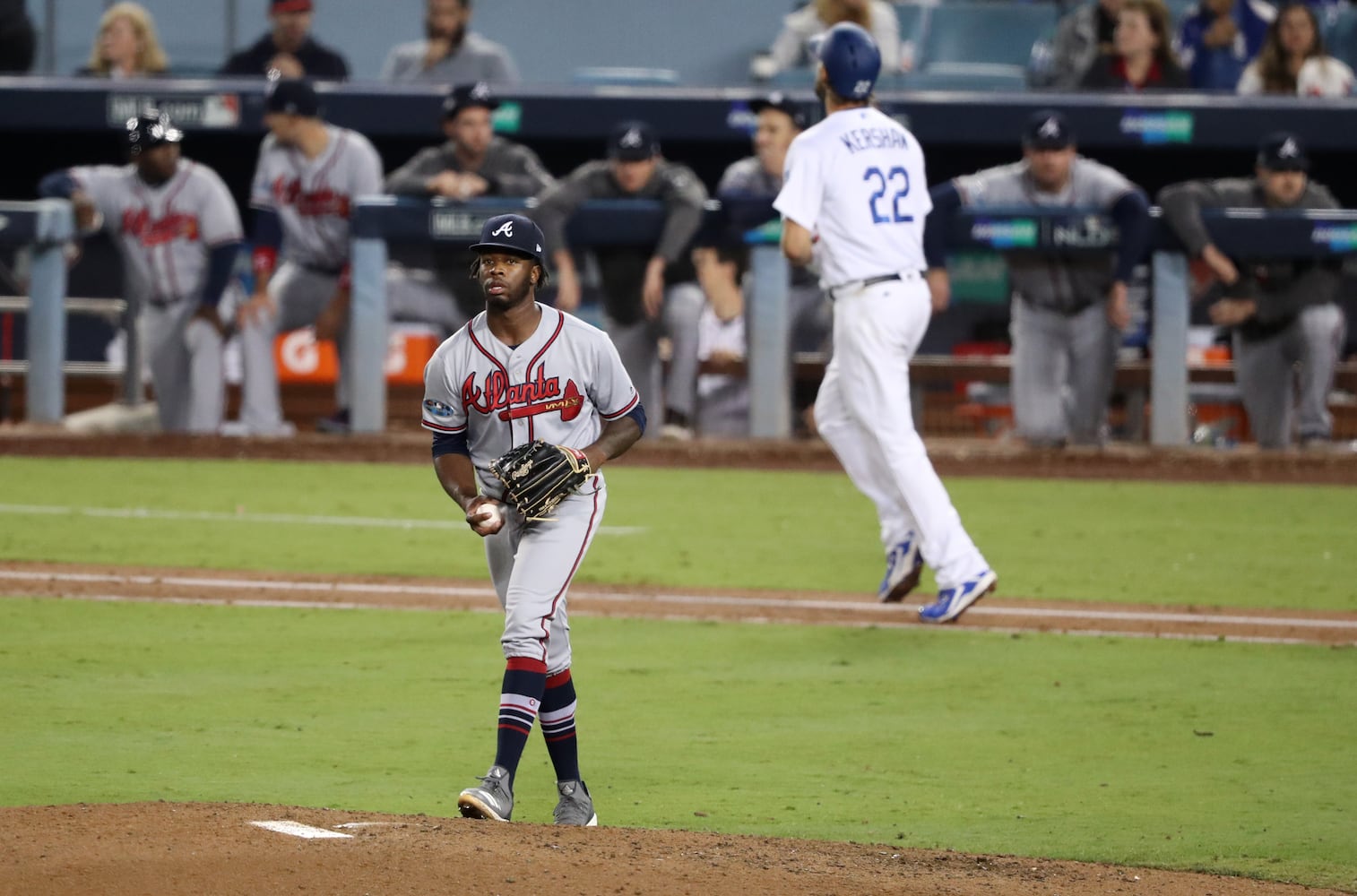 Photos: Braves shut out again, trail Dodgers 2-0 in playoffs