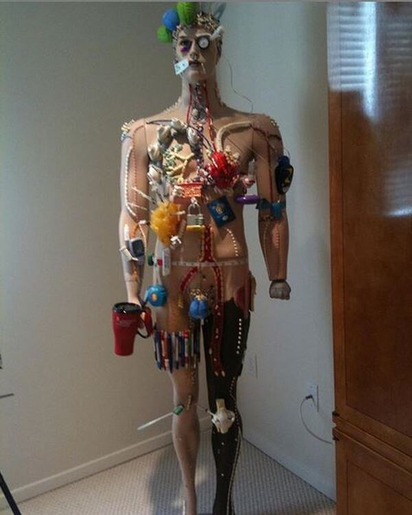 Dr. Scott Shulman created “Pharma Man” from expired medications. The 6-foot-tall mannequin has pills attached to the body parts or organs that they impact. The mannequin is currently on display at Shulman’s home in Sandy Springs. CONTRIBUTED BY INSTAGRAM